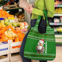 Tajikistan Christmas Grocery Bag with Santa Hat Eagle Green Snowflake Pattern and Holiday Design - Wonder Print Shop