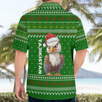 Tajikistan Christmas Hawaiian Shirt with Santa Hat Eagle Green Snowflake Pattern and Holiday Design - Wonder Print Shop