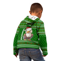 Tajikistan Christmas Kid Hoodie with Santa Hat Eagle Green Snowflake Pattern and Holiday Design - Wonder Print Shop