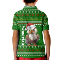 Tajikistan Christmas Kid Polo Shirt with Santa Hat Eagle Green Snowflake Pattern and Holiday Design - Wonder Print Shop
