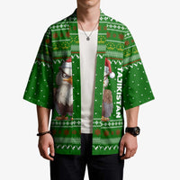 Tajikistan Christmas Kimono with Santa Hat Eagle Green Snowflake Pattern and Holiday Design - Wonder Print Shop