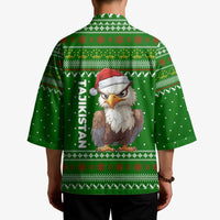 Tajikistan Christmas Kimono with Santa Hat Eagle Green Snowflake Pattern and Holiday Design - Wonder Print Shop