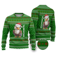 Tajikistan Christmas Ugly Christmas Sweater with Santa Hat Eagle Green Snowflake Pattern and Holiday Design - Wonder Print Shop