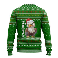 Tajikistan Christmas Ugly Christmas Sweater with Santa Hat Eagle Green Snowflake Pattern and Holiday Design - Wonder Print Shop