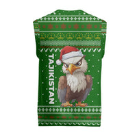 Tajikistan Christmas Knitted V-Neck Vest with Santa Hat Eagle Green Snowflake Pattern and Holiday Design - Wonder Print Shop