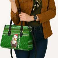 Tajikistan Christmas Leather Bag with Santa Hat Eagle Green Snowflake Pattern and Holiday Design - Wonder Print Shop