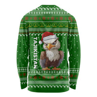 Tajikistan Christmas Long Sleeve Shirt with Santa Hat Eagle Green Snowflake Pattern and Holiday Design - Wonder Print Shop