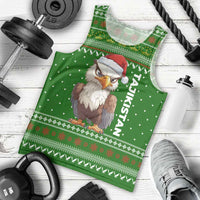 Tajikistan Christmas Men Tank Top with Santa Hat Eagle Green Snowflake Pattern and Holiday Design - Wonder Print Shop