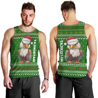 Tajikistan Christmas Men Tank Top with Santa Hat Eagle Green Snowflake Pattern and Holiday Design - Wonder Print Shop
