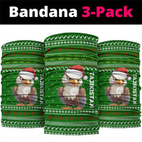 Tajikistan Christmas Neck Gaiter with Santa Hat Eagle Green Snowflake Pattern and Holiday Design - Wonder Print Shop