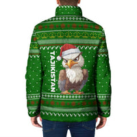 Tajikistan Christmas Padded Jacket with Santa Hat Eagle Green Snowflake Pattern and Holiday Design - Wonder Print Shop
