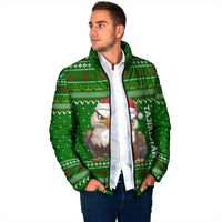 Tajikistan Christmas Padded Jacket with Santa Hat Eagle Green Snowflake Pattern and Holiday Design - Wonder Print Shop
