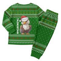 Tajikistan Christmas Pajama Set with Santa Hat Eagle Green Snowflake Pattern and Holiday Design - Wonder Print Shop