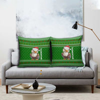 Tajikistan Christmas Pillow Cover with Santa Hat Eagle Green Snowflake Pattern and Holiday Design - Wonder Print Shop