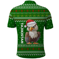 Tajikistan Christmas Polo Shirt with Santa Hat Eagle Green Snowflake Pattern and Holiday Design - Wonder Print Shop