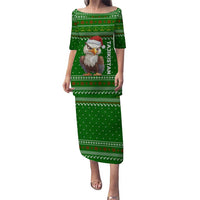Tajikistan Christmas Puletasi with Santa Hat Eagle Green Snowflake Pattern and Holiday Design - Wonder Print Shop