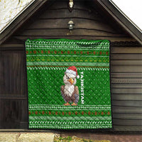Tajikistan Christmas Quilt with Santa Hat Eagle Green Snowflake Pattern and Holiday Design - Wonder Print Shop