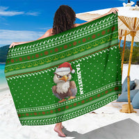 Tajikistan Christmas Sarong with Santa Hat Eagle Green Snowflake Pattern and Holiday Design - Wonder Print Shop