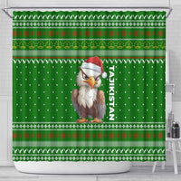 Tajikistan Christmas Shower Curtain with Santa Hat Eagle Green Snowflake Pattern and Holiday Design - Wonder Print Shop