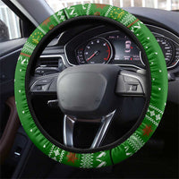 Tajikistan Christmas Steering Wheel Cover with Santa Hat Eagle Green Snowflake Pattern and Holiday Design - Wonder Print Shop