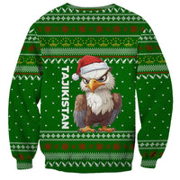 Tajikistan Christmas Sweatshirt with Santa Hat Eagle Green Snowflake Pattern and Holiday Design - Wonder Print Shop
