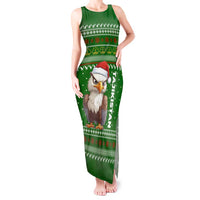 Tajikistan Christmas Tank Maxi Dress with Santa Hat Eagle Green Snowflake Pattern and Holiday Design - Wonder Print Shop