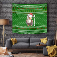 Tajikistan Christmas Tapestry with Santa Hat Eagle Green Snowflake Pattern and Holiday Design - Wonder Print Shop