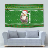 Tajikistan Christmas Tapestry with Santa Hat Eagle Green Snowflake Pattern and Holiday Design - Wonder Print Shop