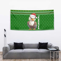 Tajikistan Christmas Tapestry with Santa Hat Eagle Green Snowflake Pattern and Holiday Design - Wonder Print Shop