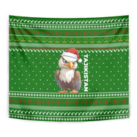 Tajikistan Christmas Tapestry with Santa Hat Eagle Green Snowflake Pattern and Holiday Design - Wonder Print Shop