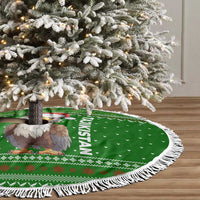 Tajikistan Christmas Tree Skirt with Santa Hat Eagle Green Snowflake Pattern and Holiday Design - Wonder Print Shop