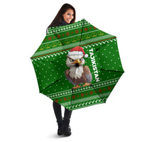 Tajikistan Christmas Umbrella with Santa Hat Eagle Green Snowflake Pattern and Holiday Design - Wonder Print Shop