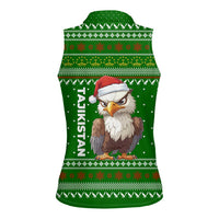 Tajikistan Christmas Women Sleeveless Polo Shirt with Santa Hat Eagle Green Snowflake Pattern and Holiday Design - Wonder Print Shop