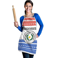 Paraguay Christmas Apron with Red-White-Blue Design, National Seal, and Santa Motif - Wonder Print Shop