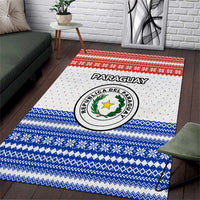Paraguay Christmas Area Rug with Red-White-Blue Design, National Seal, and Santa Motif - Wonder Print Shop