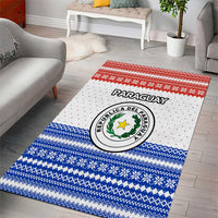 Paraguay Christmas Area Rug with Red-White-Blue Design, National Seal, and Santa Motif - Wonder Print Shop
