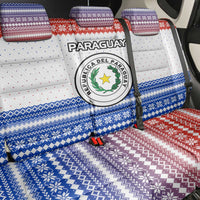 Paraguay Christmas Back Car Seat Cover with Red-White-Blue Design, National Seal, and Santa Motif - Wonder Print Shop