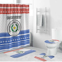 Paraguay Christmas Bathroom Set with Red-White-Blue Design, National Seal, and Santa Motif - Wonder Print Shop