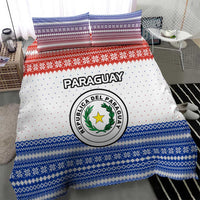 Paraguay Christmas Bedding Set with Red-White-Blue Design, National Seal, and Santa Motif - Wonder Print Shop