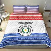 Paraguay Christmas Bedding Set with Red-White-Blue Design, National Seal, and Santa Motif - Wonder Print Shop