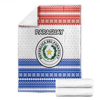 Paraguay Christmas Blanket with Red-White-Blue Design, National Seal, and Santa Motif - Wonder Print Shop