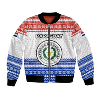 Paraguay Christmas Bomber Jacket with Red-White-Blue Design, National Seal, and Santa Motif - Wonder Print Shop