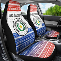 Paraguay Christmas Car Seat Cover with Red-White-Blue Design, National Seal, and Santa Motif - Wonder Print Shop