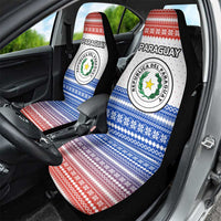 Paraguay Christmas Car Seat Cover with Red-White-Blue Design, National Seal, and Santa Motif - Wonder Print Shop