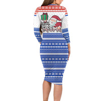 Paraguay Christmas Family Matching Long Sleeve Bodycon Dress and Hawaiian Shirt with Red-White-Blue Design, National Seal, and Santa Motif - Wonder Print Shop