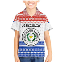 Paraguay Christmas Family Matching Mermaid Dress and Hawaiian Shirt with Red-White-Blue Design, National Seal, and Santa Motif - Wonder Print Shop