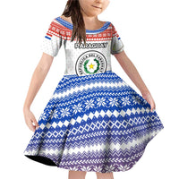 Paraguay Christmas Family Matching Off Shoulder Short Dress and Hawaiian Shirt with Red-White-Blue Design, National Seal, and Santa Motif - Wonder Print Shop