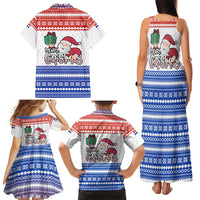 Paraguay Christmas Family Matching Tank Maxi Dress and Hawaiian Shirt with Red-White-Blue Design, National Seal, and Santa Motif - Wonder Print Shop