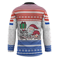 Paraguay Christmas Hockey Jersey with Red-White-Blue Design, National Seal, and Santa Motif - Wonder Print Shop