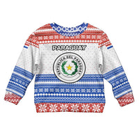 Paraguay Christmas Kid Ugly Christmas Sweater with Red-White-Blue Design, National Seal, and Santa Motif - Wonder Print Shop